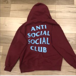 anti social social hoodie magenta and blue